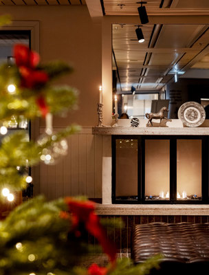 Julgran och öppen spis